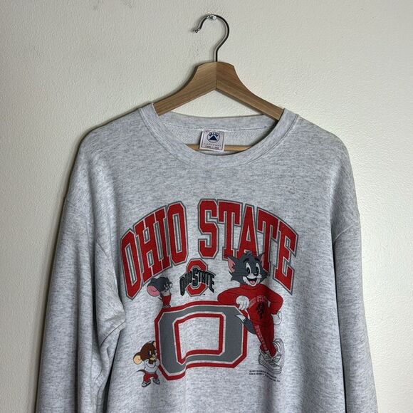 Vintage delta Ohio state 90s Tom and Jerry pullover crew neck sweatshirt size XL - Picture 2 of 12